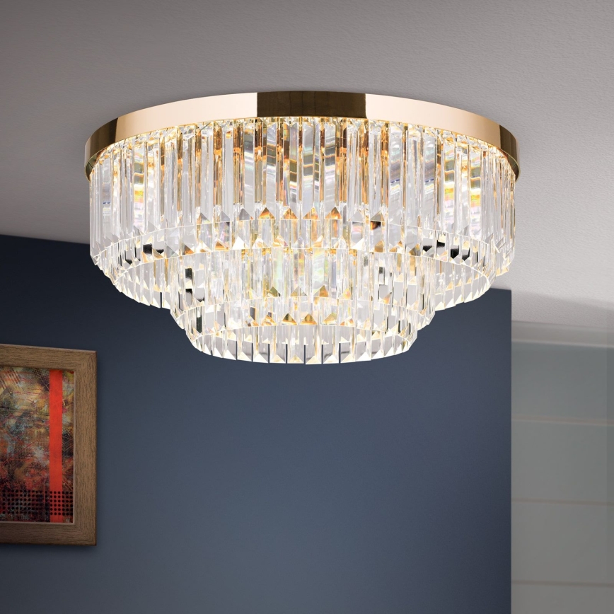 Plafonnier en cristal à LED dimmable PRISM LED/80W/230V Ø 55 cm or 24 carats