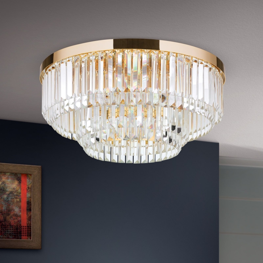 Plafonnier en cristal à LED dimmable PRISM LED/80W/230V Ø 55 cm or 24 carats