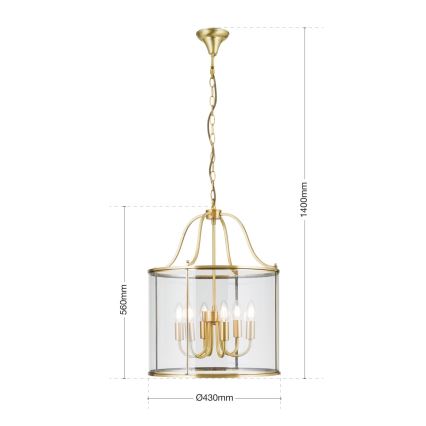 Lustre sur chaîne BRUNO 6xE14/40W/230V, diam. 43 cm, doré