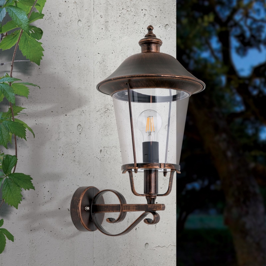 Outdoor-Wandleuchte KENZO 1xE27/100W/230V IP44 bronzen/Patina