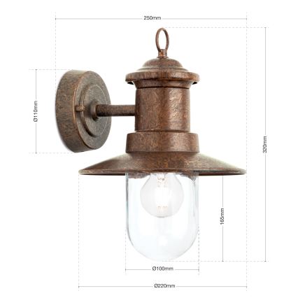Outdoor-Wandleuchte LEONIE 1xE27/60W/230V IP44 bronzen