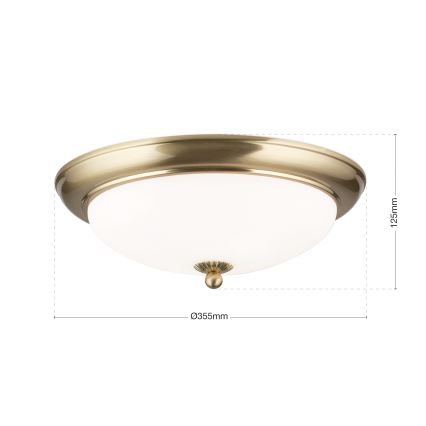 Plafonnier EMPIRA, 2x E27 (40 W), 230 V, Ø 35,5 cm, finition laiton
