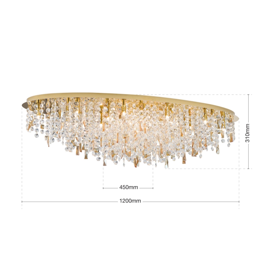 Plafonnier en cristal CRYSTALRIVER 21xG9/40W/230V doré
