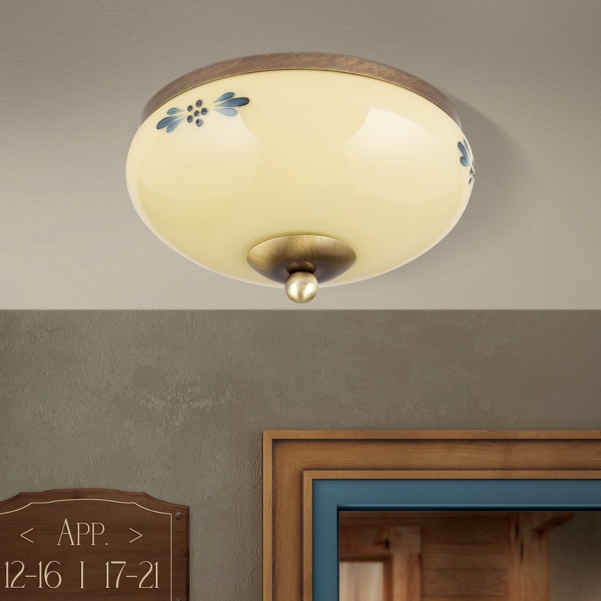 Plafonnier LANDHAUS 1xE27/60W/230V Ø 21 cm bronze/beige/bleu