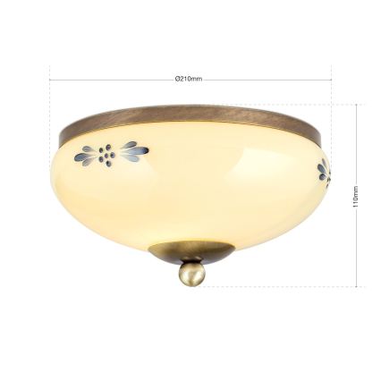 Plafonnier LANDHAUS 1xE27/60W/230V Ø 21 cm bronze/beige/bleu