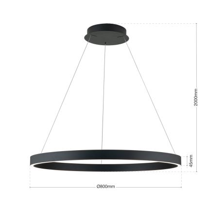 Lampada a sospensione LED dimmerabile su cavo KOLK LED/80W/230V 2700/3000/4000K Ø 80 cm nero