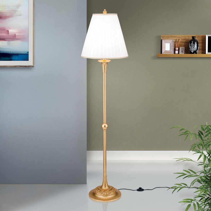 Lampada con piedistallo FONSA 1xE27/60W/230V bianco/oro