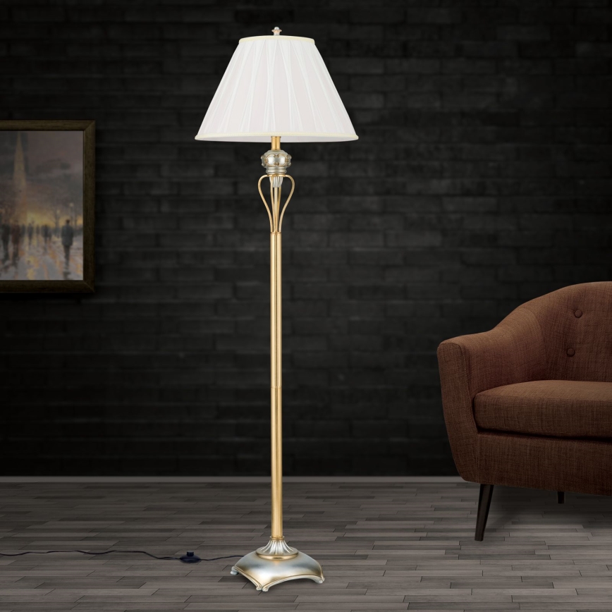 Lampada con piedistallo TIZIA 1xE27/60W/230V bianco/oro/patina