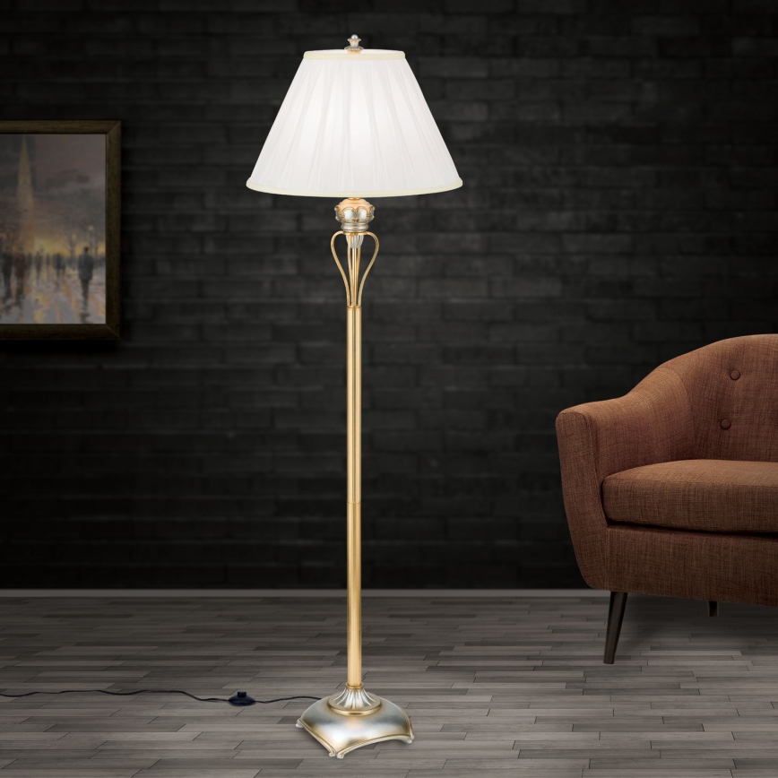 Lampadaire TIZIA 1xE27/60W/230V blanc/doré/patine