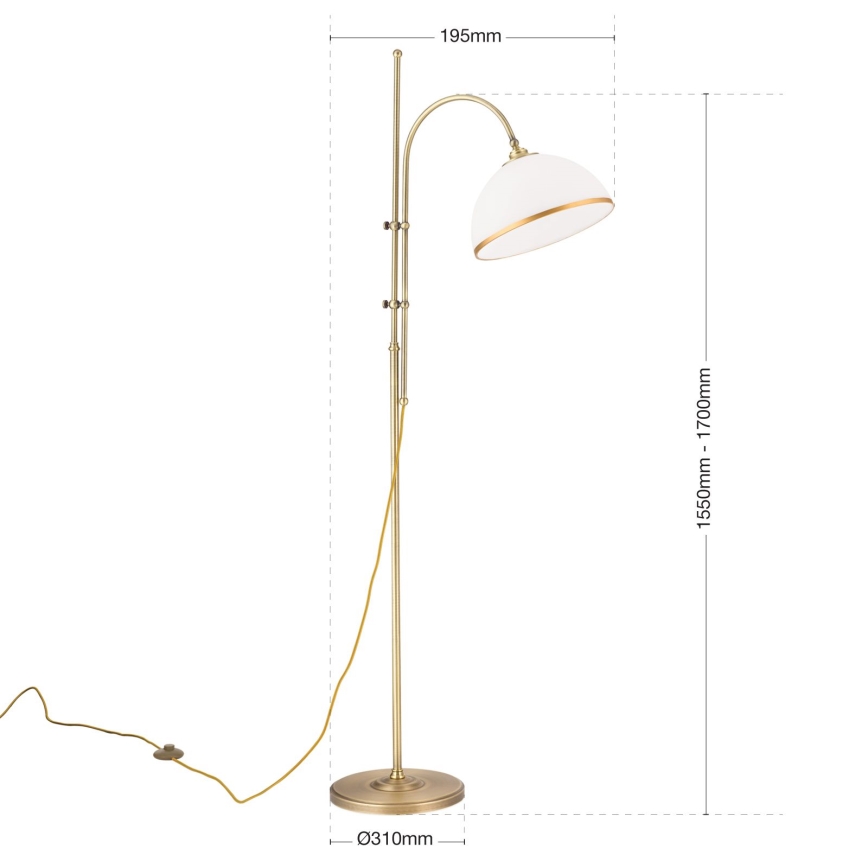 Lampada con piedistallo OLD LAMP 1xE27/40W/230V bianco/ottone