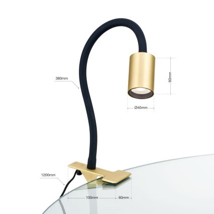 Flexible LED-Tischleuchte mit Klemme KURT LED/5W/230V golden