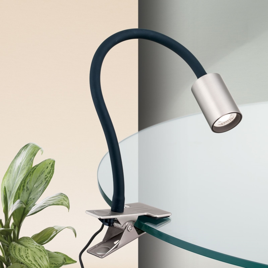 LED Lampada da tavolo flessibile con clip KURT LED/5W/230V argento