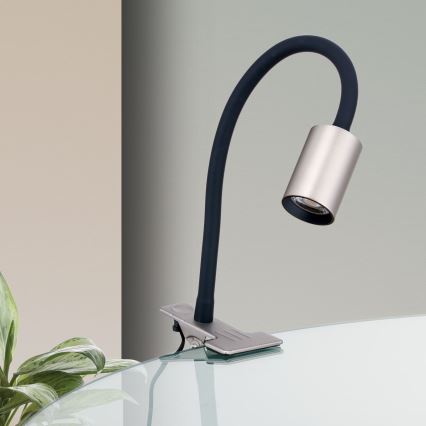 LED Lampada da tavolo flessibile con clip KURT LED/5W/230V argento