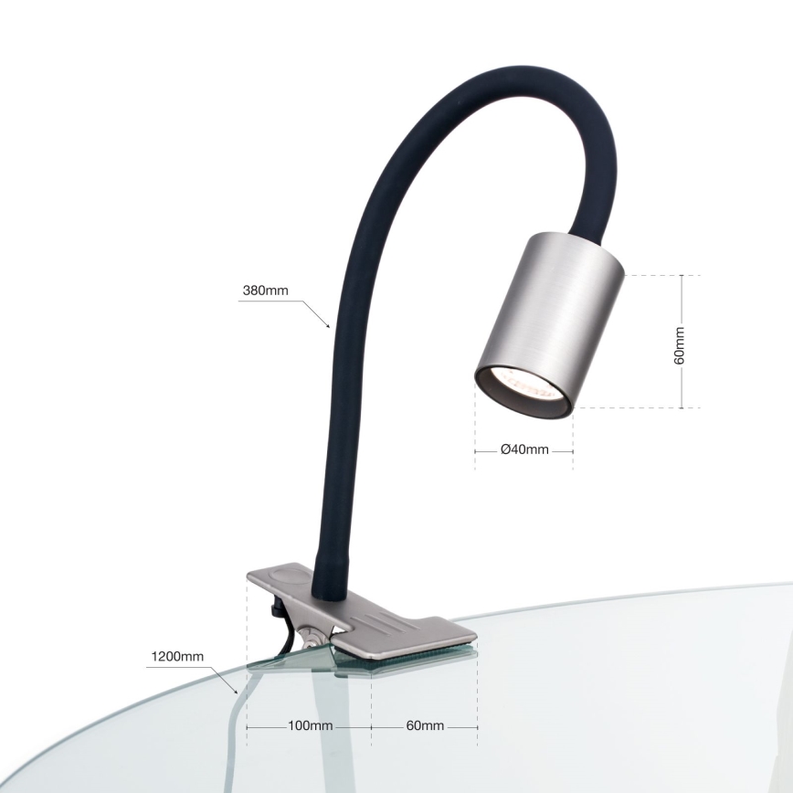 LED Lampada da tavolo flessibile con clip KURT LED/5W/230V argento