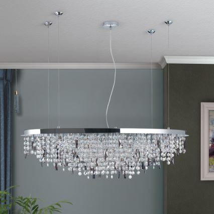 Suspension filaire en cristal CRYSTALRIVER 21xG9/40W/230V chrome brillant