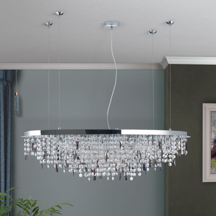 Suspension filaire en cristal CRYSTALRIVER 21xG9/40W/230V chrome brillant
