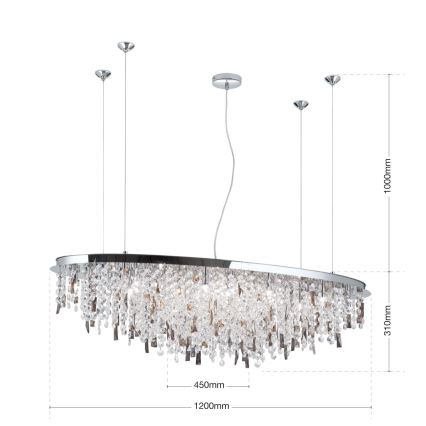 Suspension filaire en cristal CRYSTALRIVER 21xG9/40W/230V chrome brillant