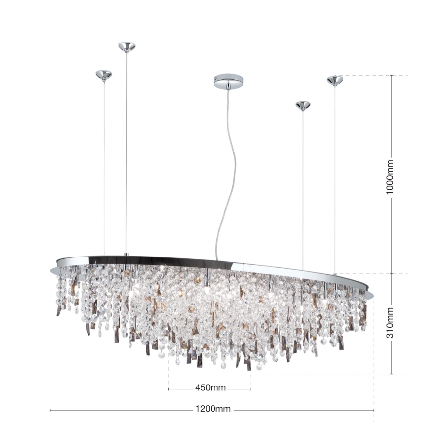 Suspension filaire en cristal CRYSTALRIVER 21xG9/40W/230V chrome brillant