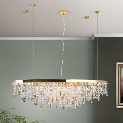 Suspension filaire en cristal CRYSTALRIVER 21xG9/40W/230V doré