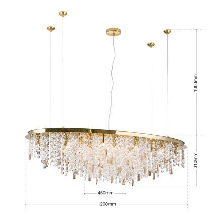 Suspension filaire en cristal CRYSTALRIVER 21xG9/40W/230V doré