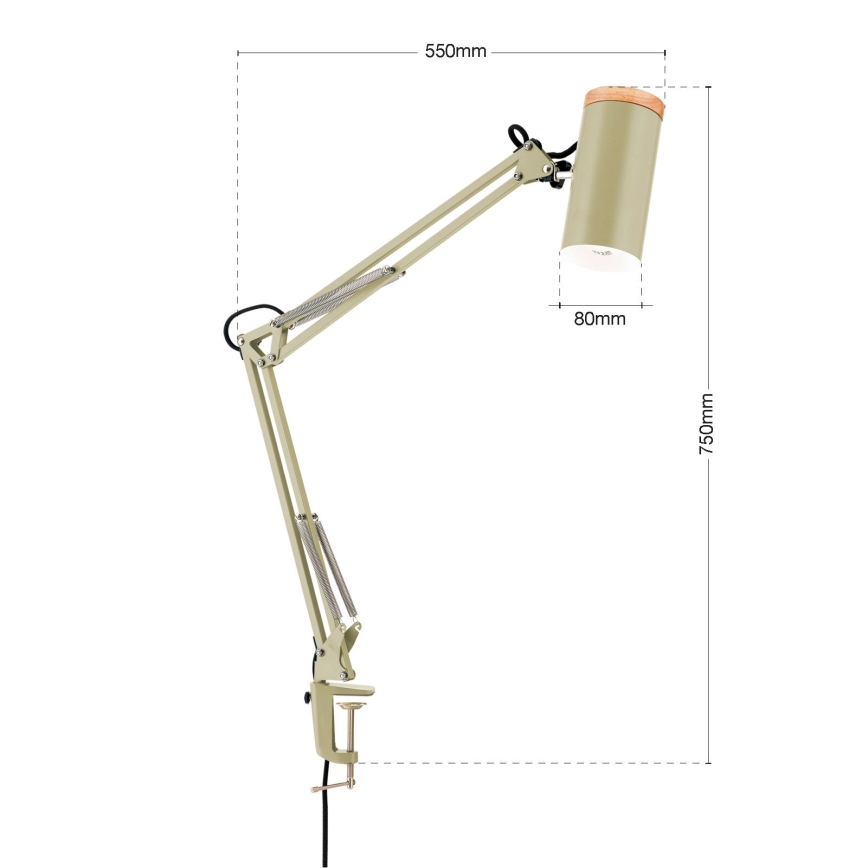 Tischlampe mit Klemme GILI 1xE27/40W/230V grün