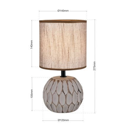 Tischleuchte PINIA 1xE14/25W/230V Keramik beige/grau