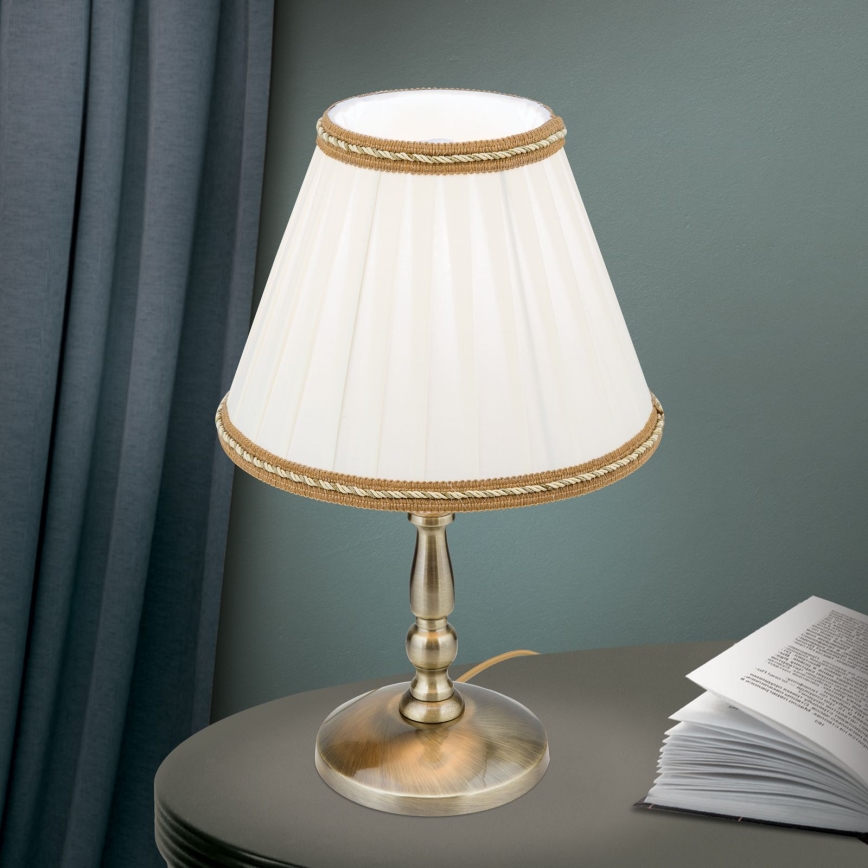 Tischleuchte TONIA 1xE27/60W/230V d 25 cm weiß/bronzen