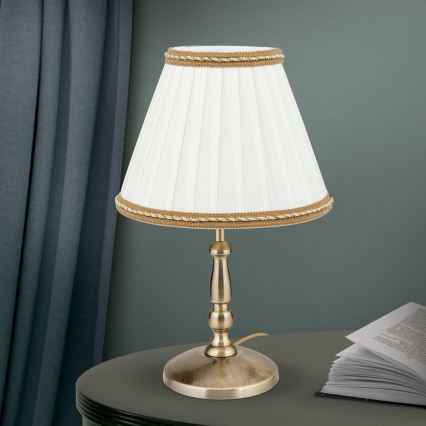 Tischleuchte TONIA 1xE27/60W/230V d 25 cm weiß/bronzen