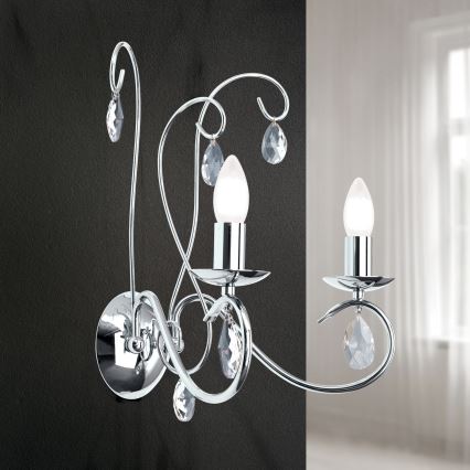 Applique di cristallo ALESSIA 2xE14/40W/230V cromo lucido