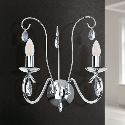 Applique di cristallo ALESSIA 2xE14/40W/230V cromo lucido