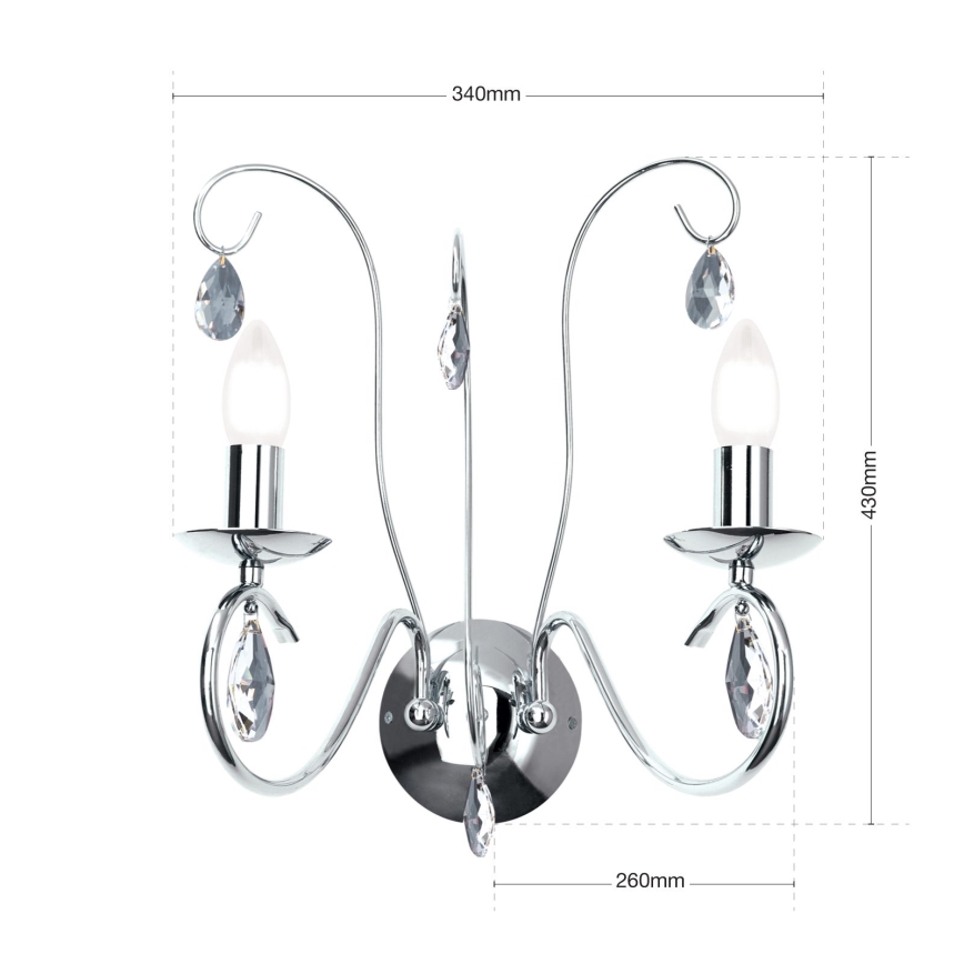 Applique di cristallo ALESSIA 2xE14/40W/230V cromo lucido