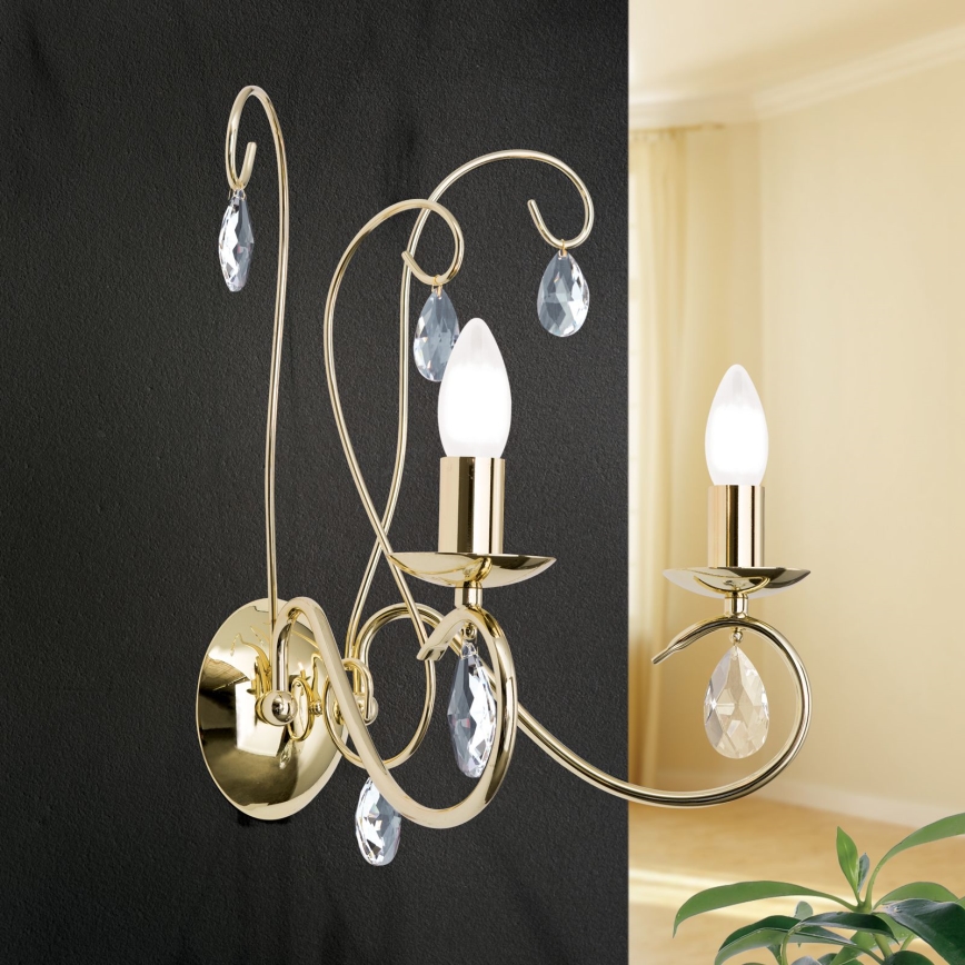Applique di cristallo ALESSIA 2xE14/40W/230V oro