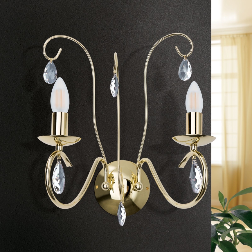 Applique di cristallo ALESSIA 2xE14/40W/230V oro