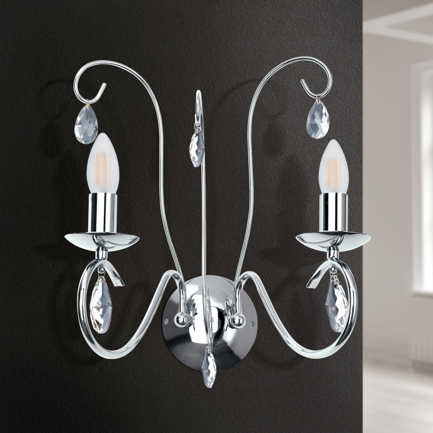 Applique murale en cristal ALESSIA 2xE14/40W/230V chrome brillant