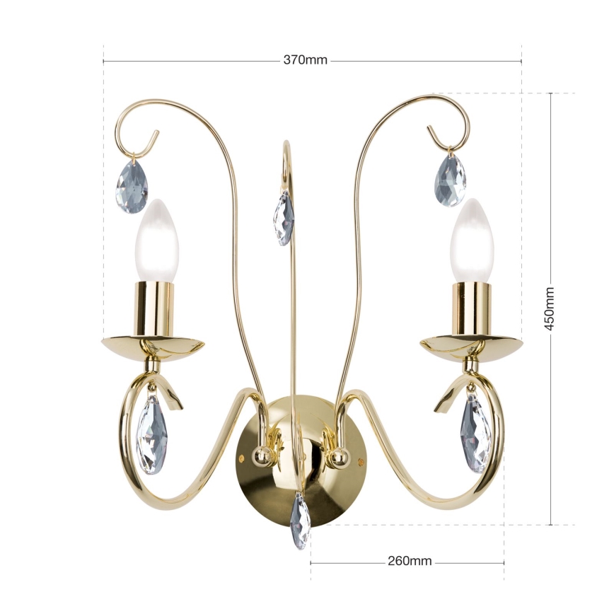 Applique murale en cristal ALESSIA 2xE14/40W/230V doré