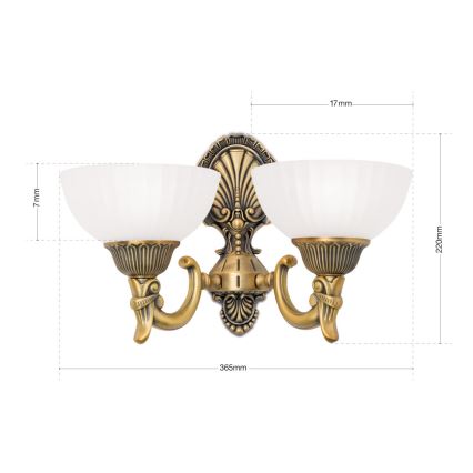 Applique murale ROCCA 2xE27/60W/230V bronze/blanc