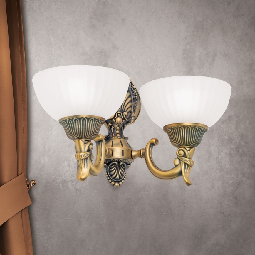 Applique ROCCA 2xE27/60W/230V bronzo/bianco