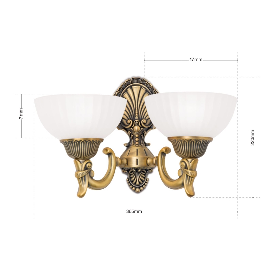 Applique ROCCA 2xE27/60W/230V bronzo/bianco