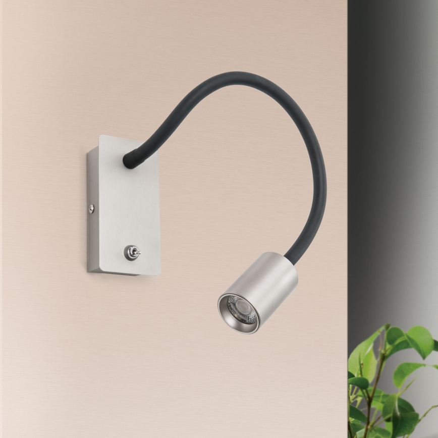 LED Lampada da parete flessibile piccola KURT LED/5W/230V argento