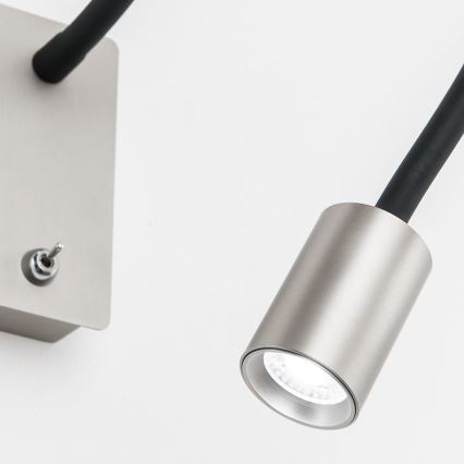 LED Lampada da parete flessibile piccola KURT LED/5W/230V argento