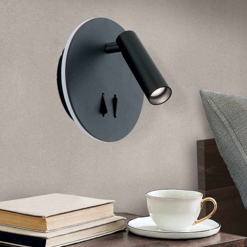 Luce Spot da parete a LED LENNY LED/6W/230V + LED/3W nero