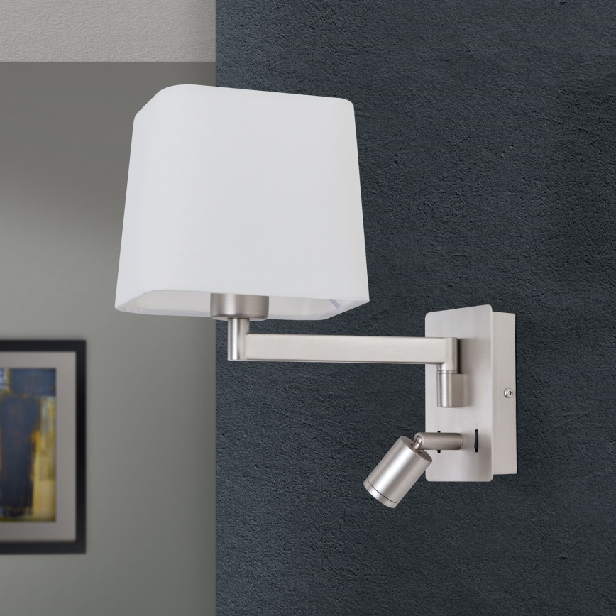Applique a LED CARLTON 1xE27/40W/230V + LED/3W bianco/cromo opaco
