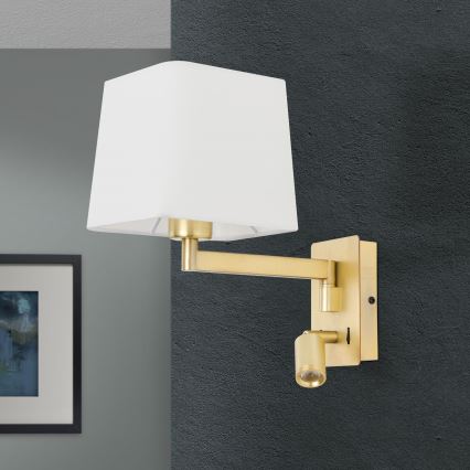 Applique a LED CARLTON 1xE27/40W/230V + LED/3W bianco/oro