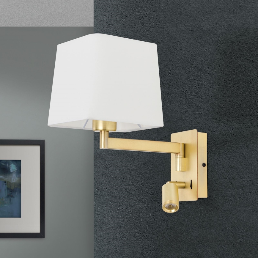 Applique a LED CARLTON 1xE27/40W/230V + LED/3W bianco/oro