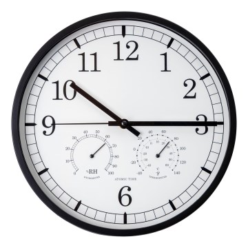 Orologio da parete con termometro e misuratore di umidità diametro 30 cm 1xAA nero/bianco