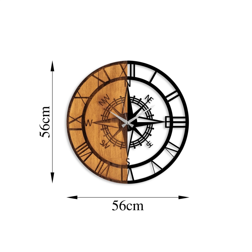 Orologio da parete diametro 56 cm 1xAA legno/metallo