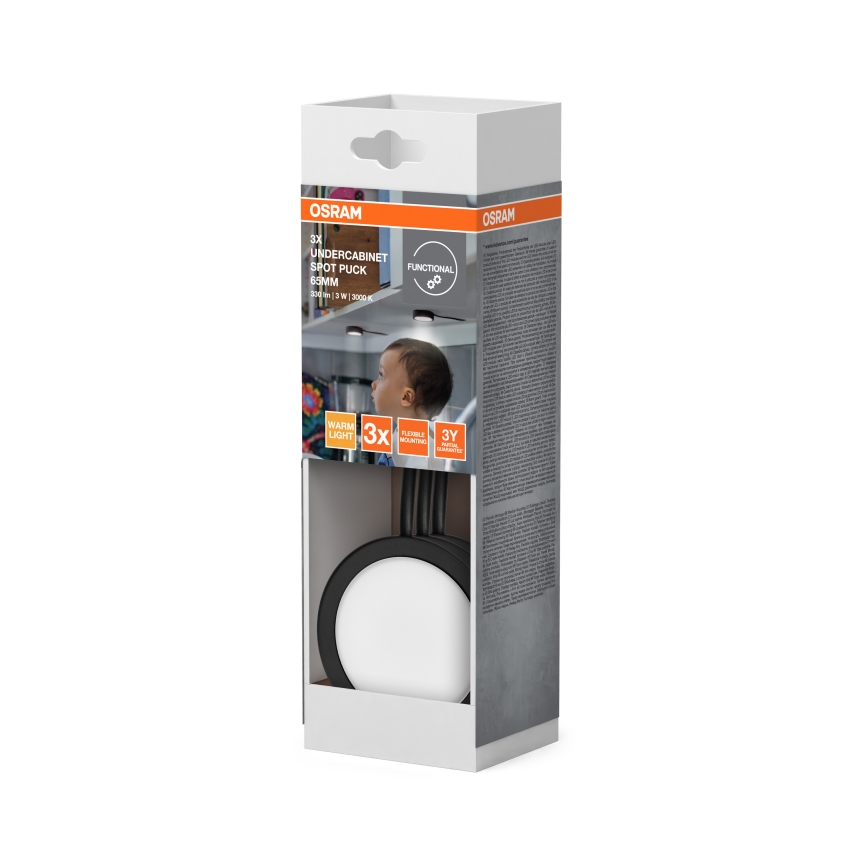 Osram - 3er-Set LED-Unterbauleuchte UNDERCABINET LED/3W/230V 3000K, schwarz
