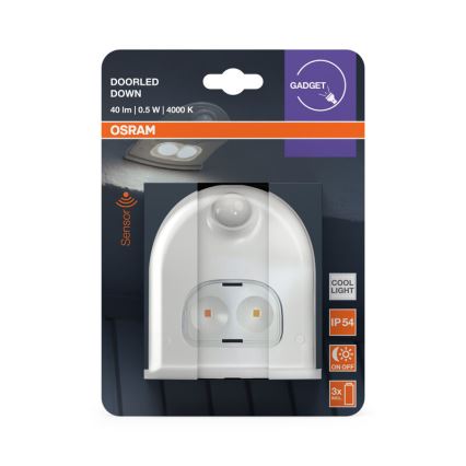 Osram - Applique da esterno a LED con sensore DOORLED, 0,5 W, 3x AA, IP54, bianco