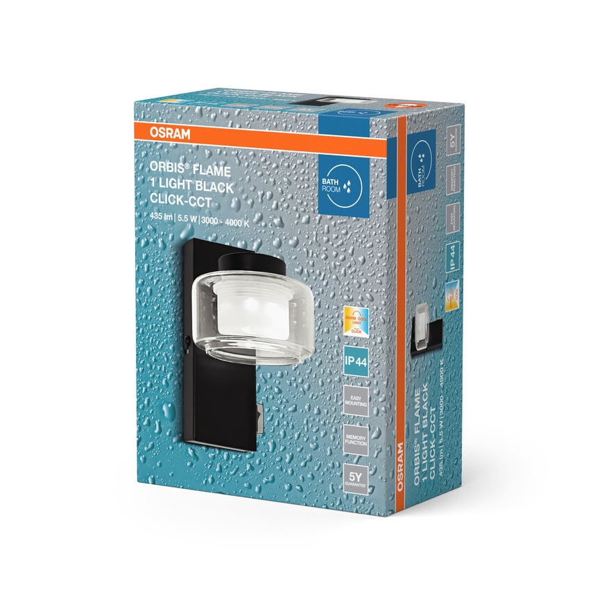 Osram - LED Applique murale pour salle de bains ORBIS FLAME LED/5,5W/230V 3000/4000K IP44 noire
