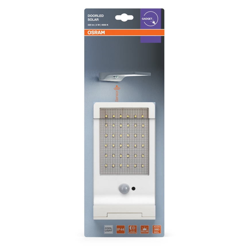 Osram - Applique murale solaire LED avec capteur DOORLED LED/3W/3,3V 2000 mAh IP44 blanche